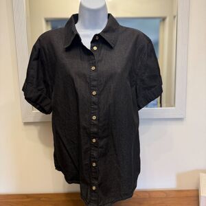 MICHAEL Michael Kors Black Chambray Button Up Medium